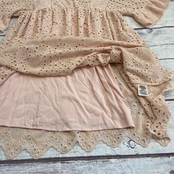 Anthropologie Akemi & Kin Brooke Eyelet Babydoll Oversized Dress Pink Size 2 - Picture 5 of 10